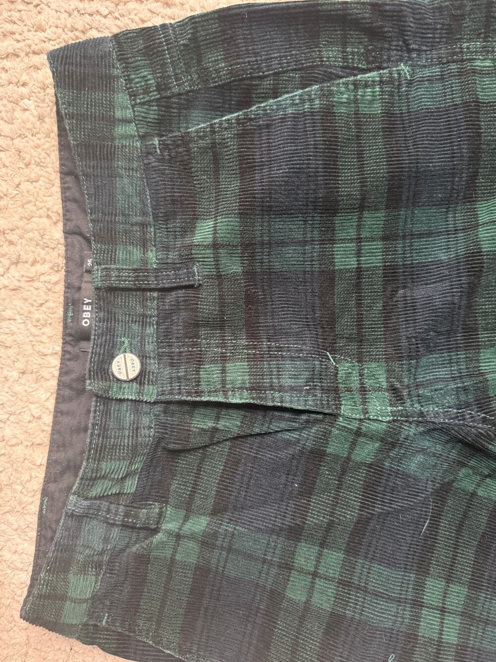 Plaid 100% cotton obey 3/4 length skate pants